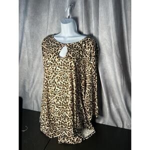Monnuro Tunic Blouse Shirt Tops Women Plus Size 2X Leopard Casual Soft